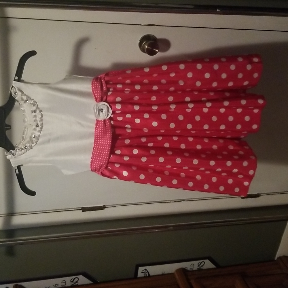Girls Hot Pink and white Dress sz 7
